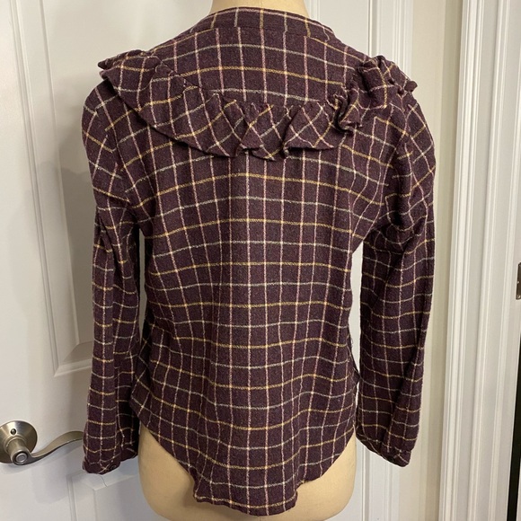 MADEWELL Purple Metallic Flannel Ruffle Blouse - Picture 6 of 7